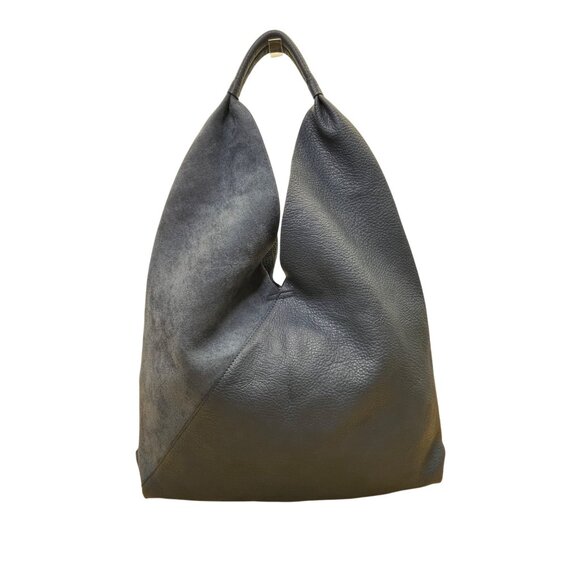 Anthropologie Women’s Navy Blue Textured Leather-Style Slouch Design Handbag - Picture 3 of 12